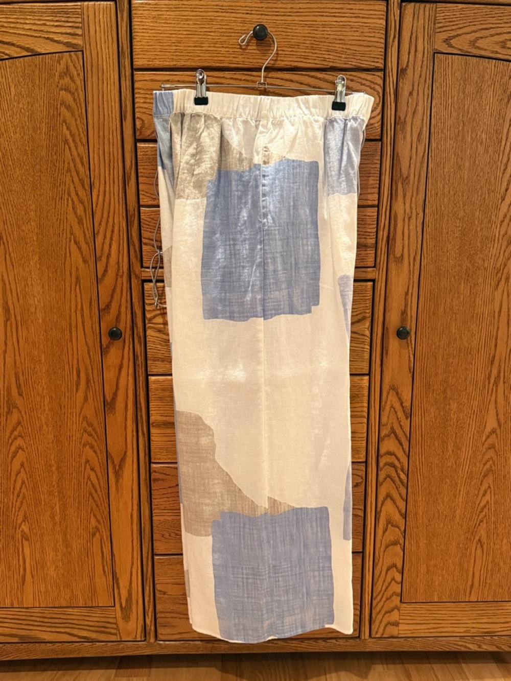 Ladies Light Blue & Cream Casual Drawstring Pants
